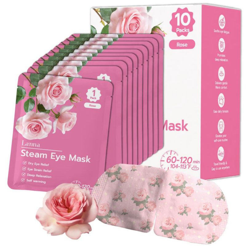 Máscara de Ojos Calentada al Vapor LANNA Desechable Aroma a Rosa 10 unidades