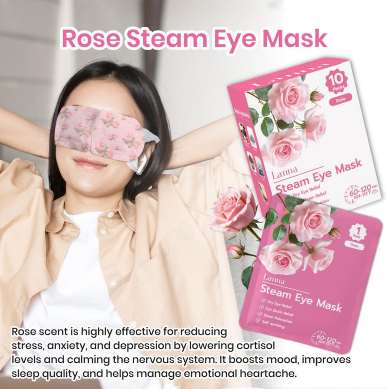 Máscara de Ojos Calentada al Vapor LANNA Desechable Aroma a Rosa 10 unidades