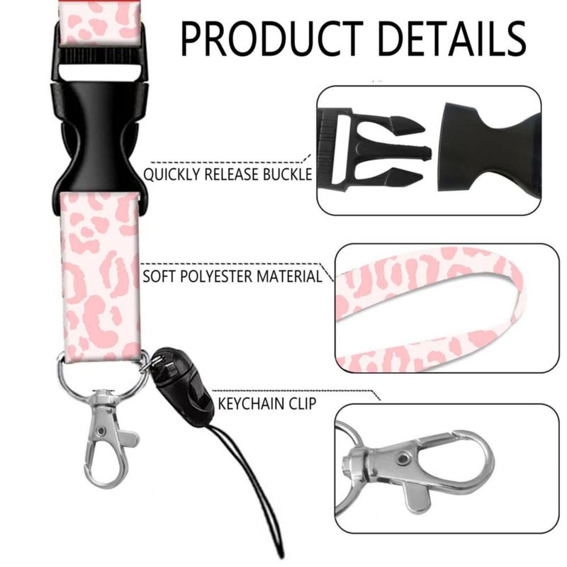 Portacredencial SUPKOALA con estampado de leopardo rosa retráctil