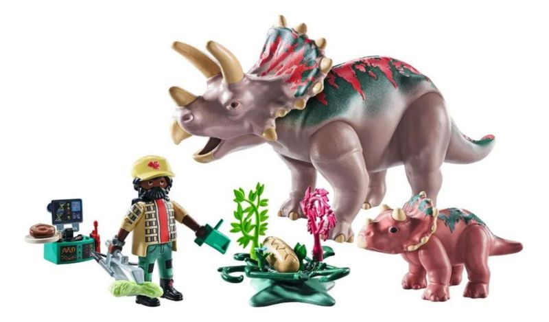 Familia de Triceratops Playmobil Dinos 29 Piezas