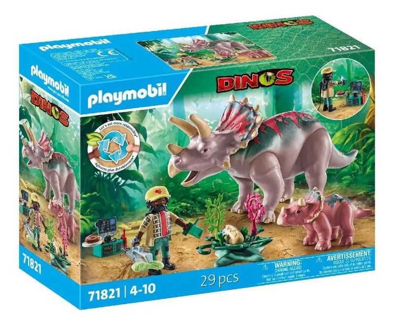Familia de Triceratops Playmobil Dinos 29 Piezas