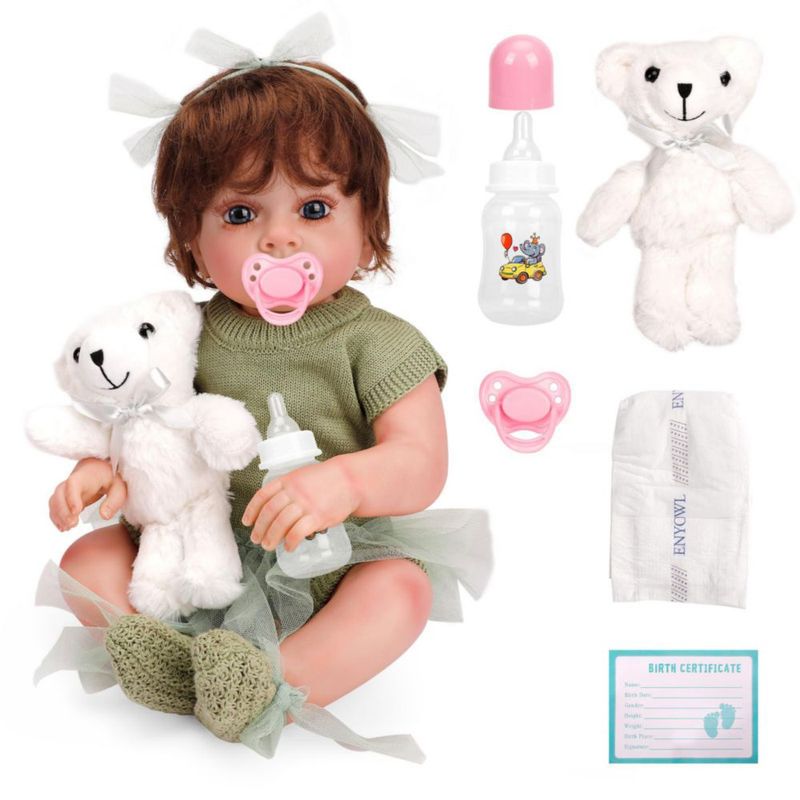 LUHI 55 cm Muñeca Reborn Niña con Peluche y Ropa Exquisita