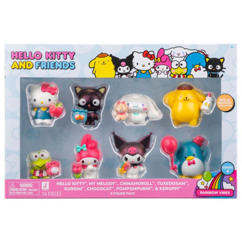 Hello Kitty Jazwares Rainbow Vibes Party 8 Figuras Accesorios