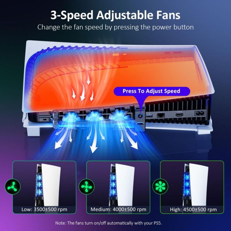 Soporte horizontal para PS5 NexiGo con ventilador de refrigeración y estación de carga