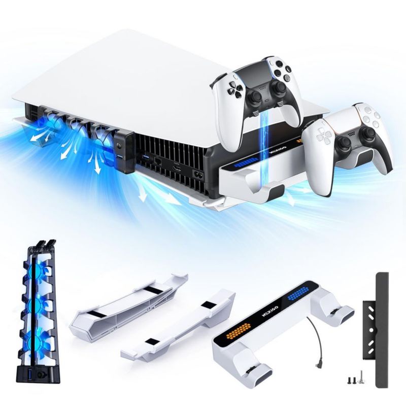 Soporte horizontal para PS5 NexiGo con ventilador de refrigeración y estación de carga
