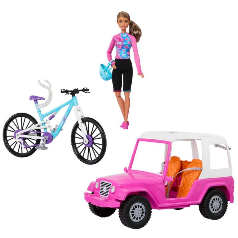 Barbie Set Juego Muñeca Bicicleta Montaña Rosa Niñas 3