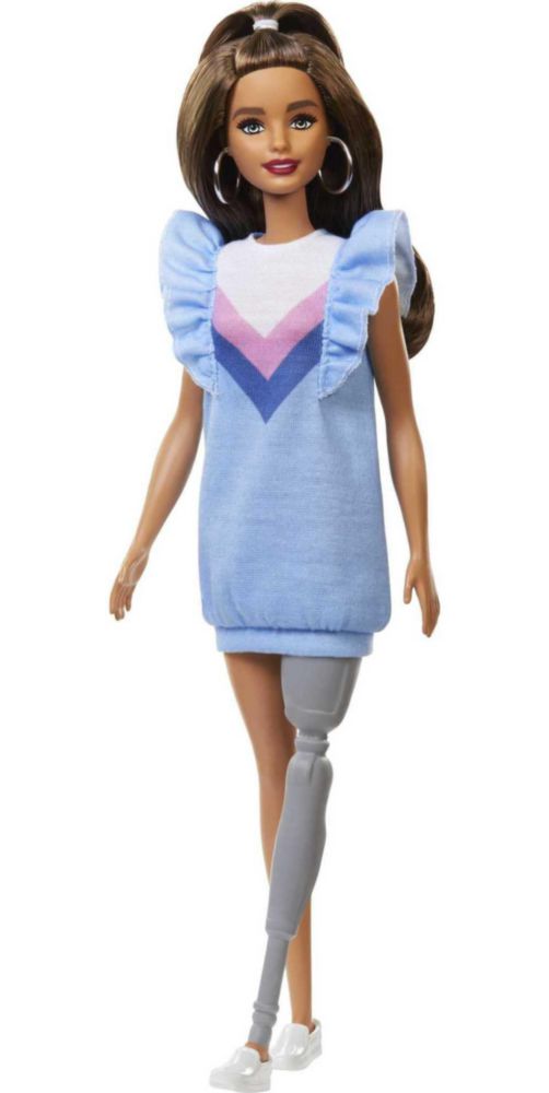 Barbie Fashionistas Muñeca 121 Pelo Largo Moreno Pierna Protésica