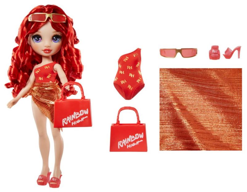 Rainbow High Swim Style Ruby Rojo Muñeca 28cm Pareo Multiestilo