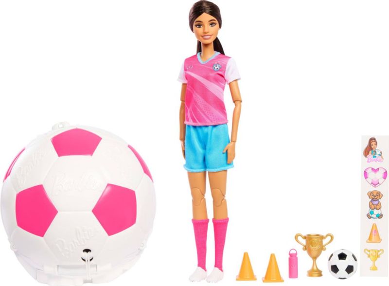 Barbie Jugadora de Fútbol Career Burst 8 Accesorios Sorpresa
