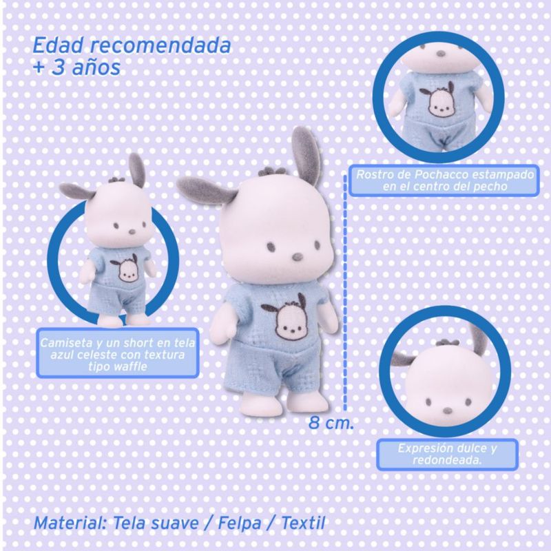 Ruz Pochacco Mini Doll 8 cm Hello Kitty Muñeco Suave con Ropa Textil