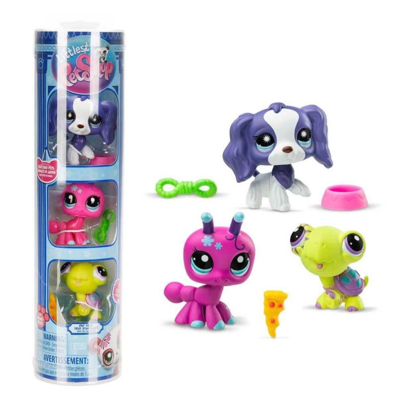 Littlest Pet Shop Set Mascotas Granja Serie 3 3 Figuras Miniatura Tubo