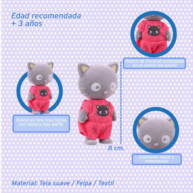 Ruz Cococat Mini Doll 8 cm Hello Kitty Muñeco Suave con Ropa Textil