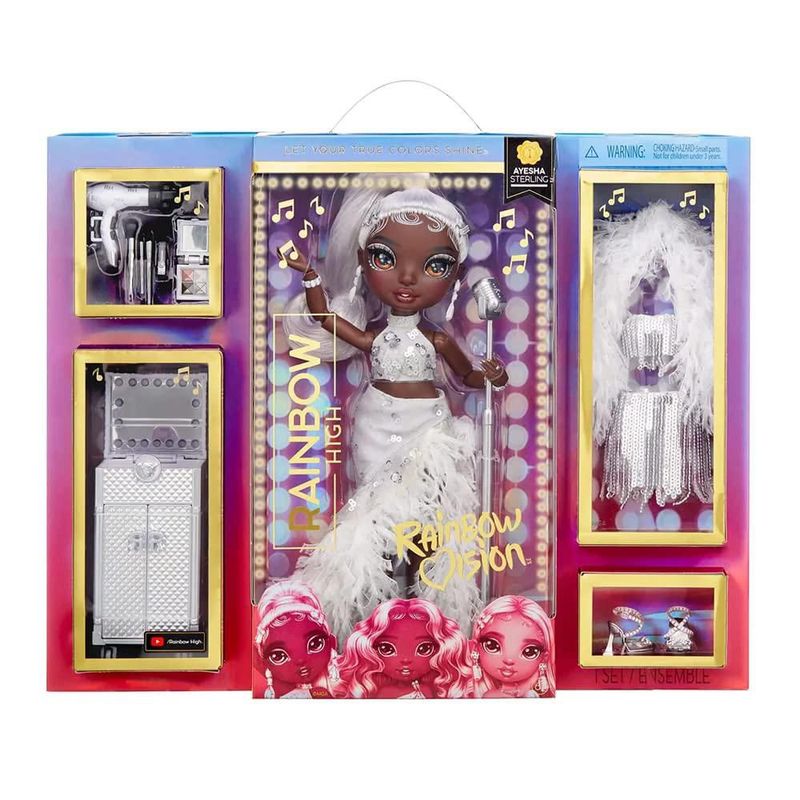 Muñeca Rainbow High Ayesha Sterling Plateada Juego Tocador Mix Match