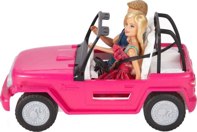 Barbie Auto de Playa Barbie y Ken Rosa 2 Asientos