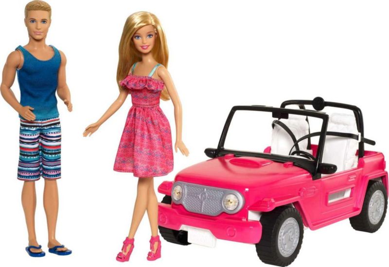 Barbie Auto de Playa Barbie y Ken Rosa 2 Asientos