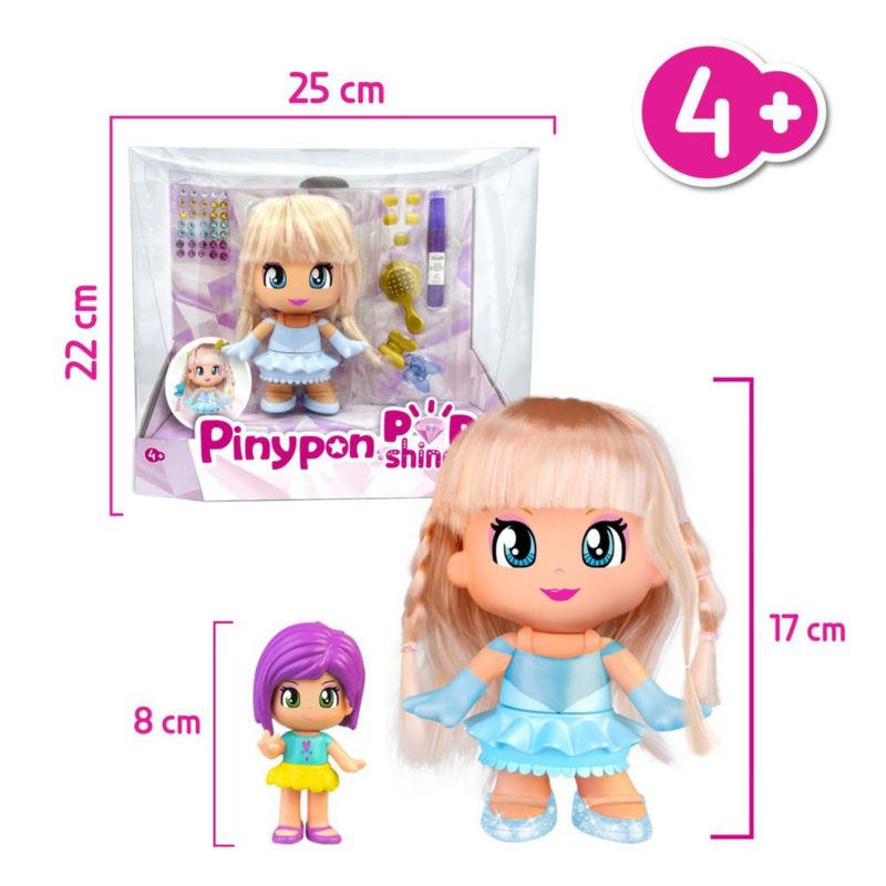 Pinypon Pop Shine Tale Figura 17cm Princesa Rosa Lápiz Mágico