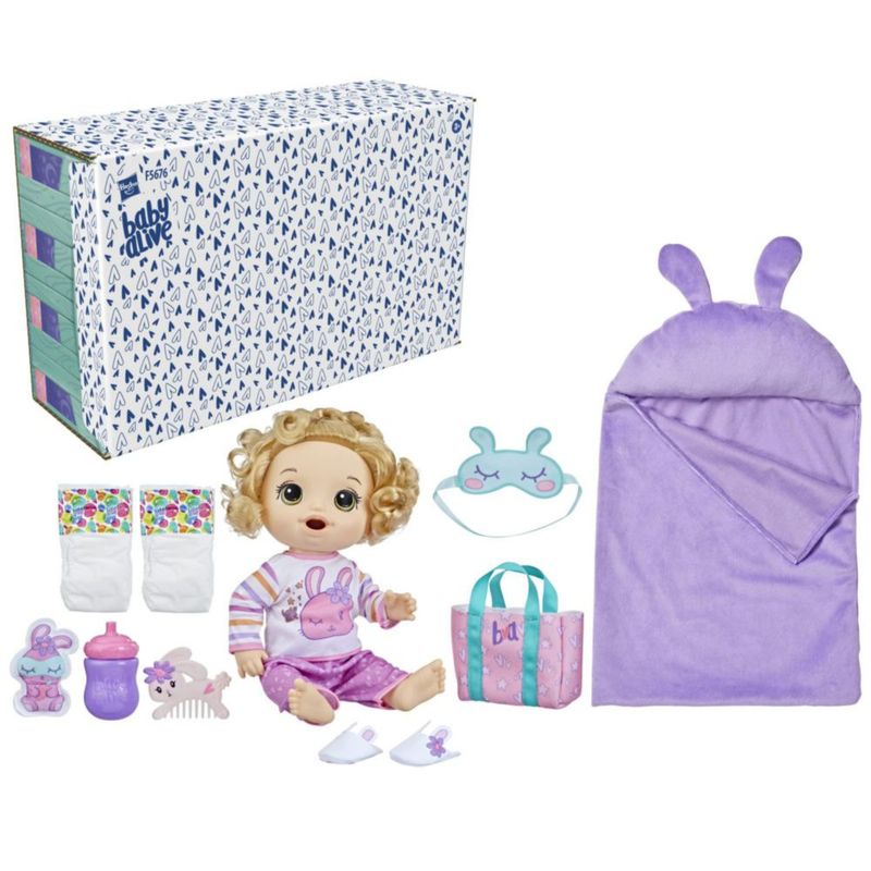 Muñeca Baby Alive Tema Pijamada Pelo Rubio Incluye Accesorios