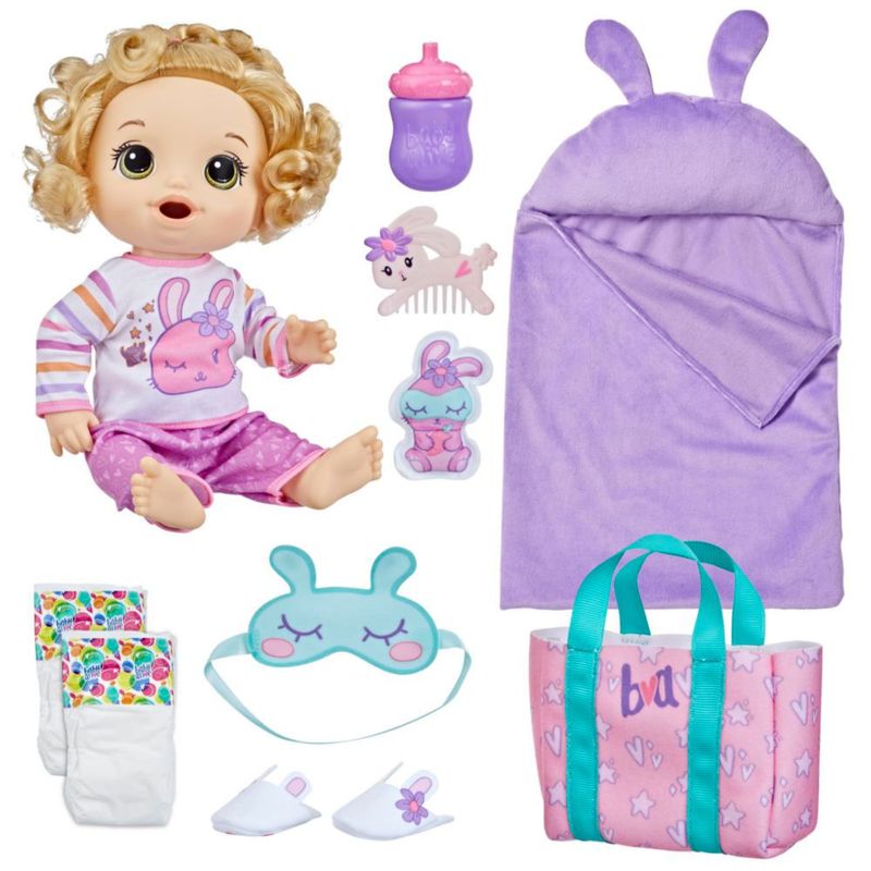 Muñeca Baby Alive Tema Pijamada Pelo Rubio Incluye Accesorios