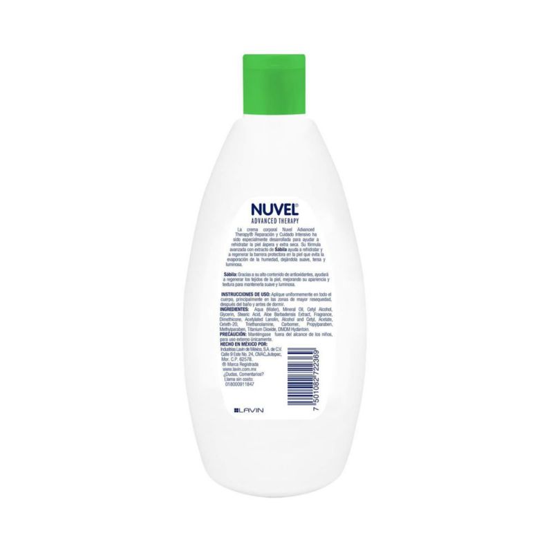 Nuvel Crema Corporal Humectante Sábila Advanced Therapy 500 ML Para
