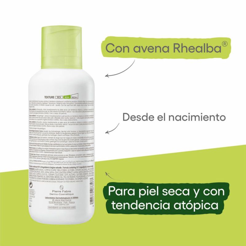 A Derma Exomega Control Crema Hidratante Emoliente Piel Atópica 400ml