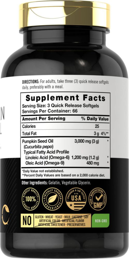 Aceite de Semilla de Calabaza Carlyle 3000mg 200 Cápsulas Ácidos