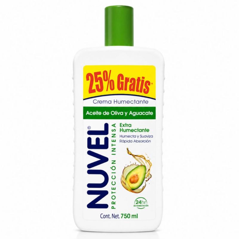 Nuvel Crema Corporal Hidratante 750 ml Aceite de Oliva y Aguacate