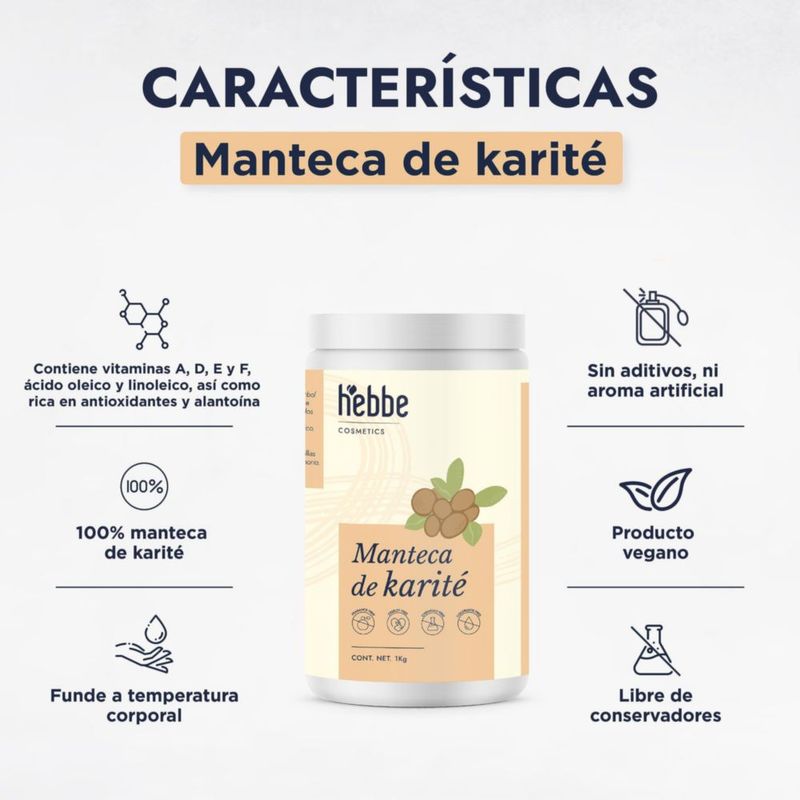 Manteca de Karité HEBBE 1 Kg Hidratante Profundo para Piel Seca