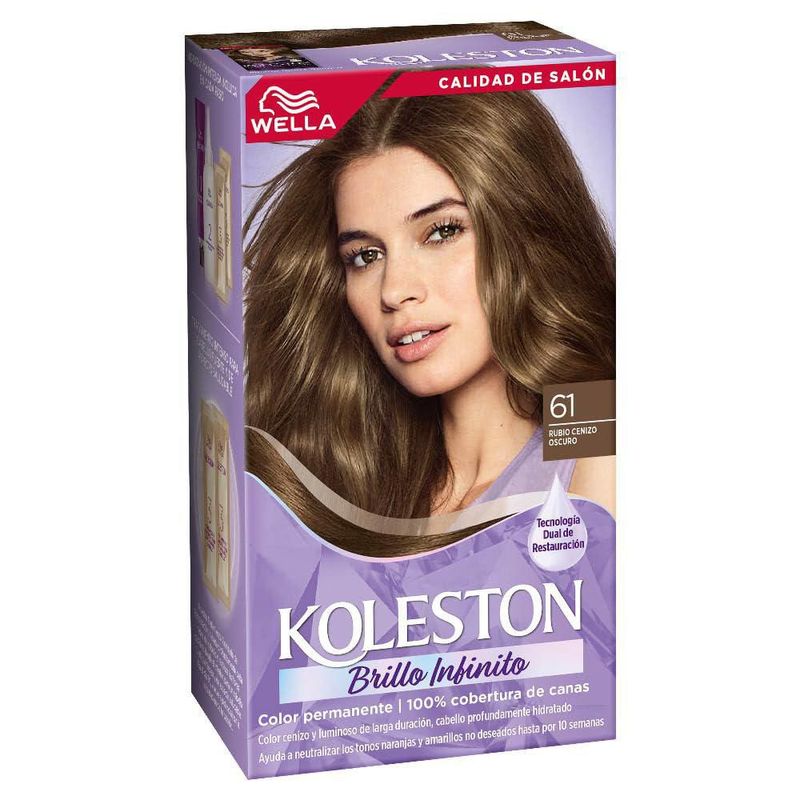 Koleston Tinte Permanente 61 Rubio Cenizo Oscuro Crema Hidratante