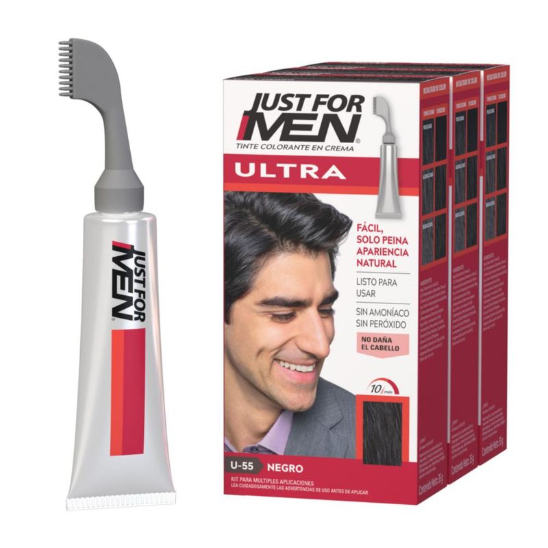 Just For Men Ultra Tinte para Canas NEGRO U55 Cepillo Fácil