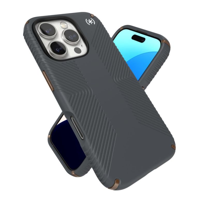 Funda Speck Presidio 2 Grip para iPhone 16 Pro gris carbón
