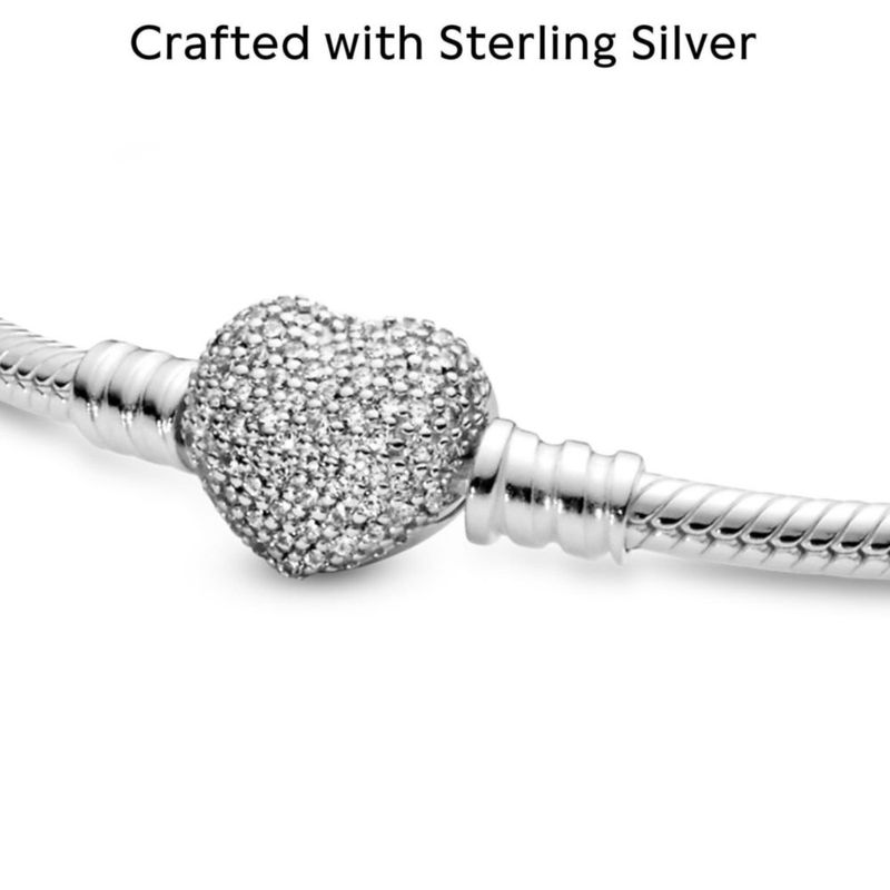 Pulsera PANDORA 19 cm Cadena Serpentina con Cierre de Corazón Brillante
