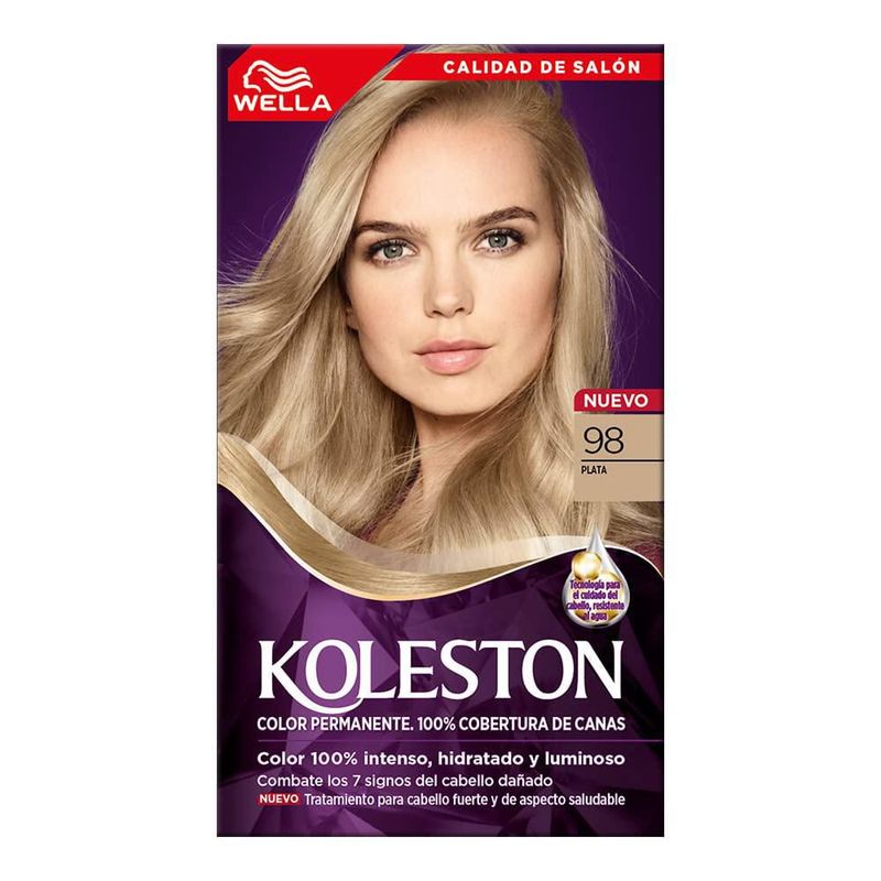 Koleston Tinte Permanente 98 Plata 70 ml Cobertura Total Canas