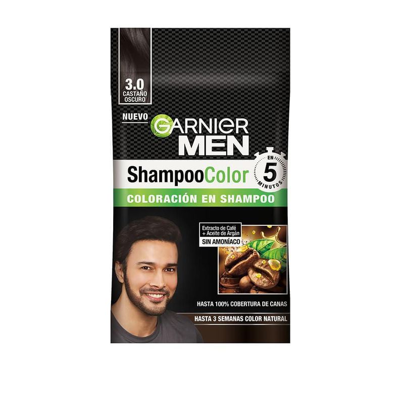 Garnier Men Shampoo Color Tono 3 0 Castaño Oscuro 20 ml