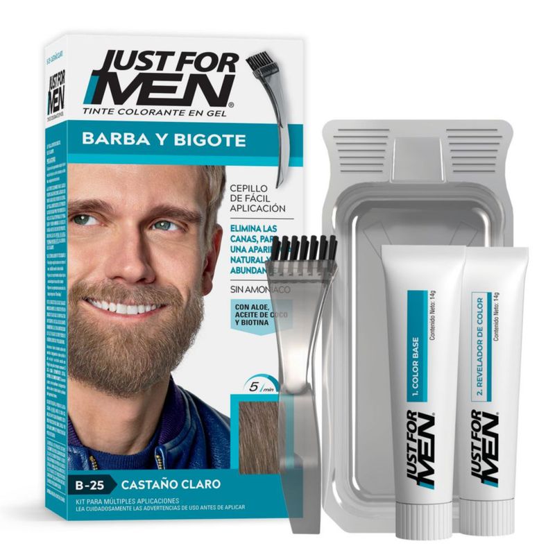 Just For Men Tinte Colorante Gel Barba Bigote Castaño Claro B25 28 4g