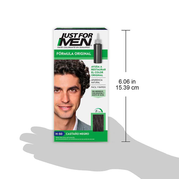 Just For Men Shampoo Tinte Cubre Canas Castaño Negro H50 66ml
