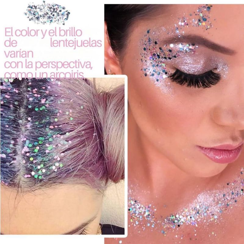 Gel Glitter Holográfico Autoadhesivo 35g Paquete 2 Universoenlinea