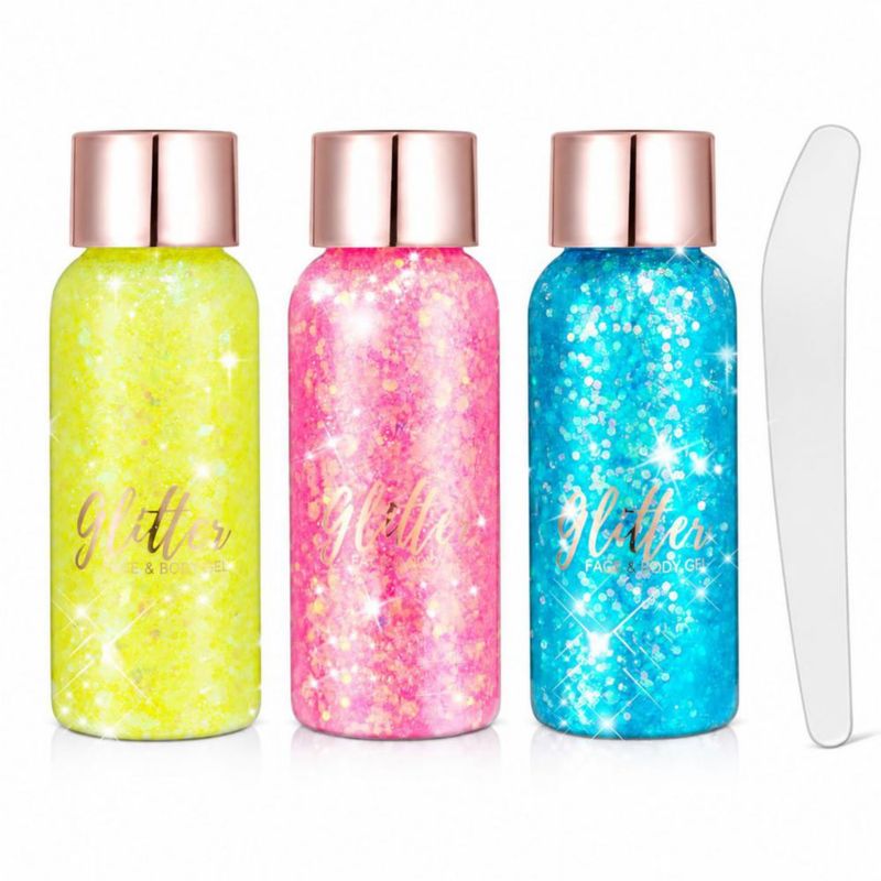 Brillantina LYRAXE Gel Multicolor para Cara y Cuerpo