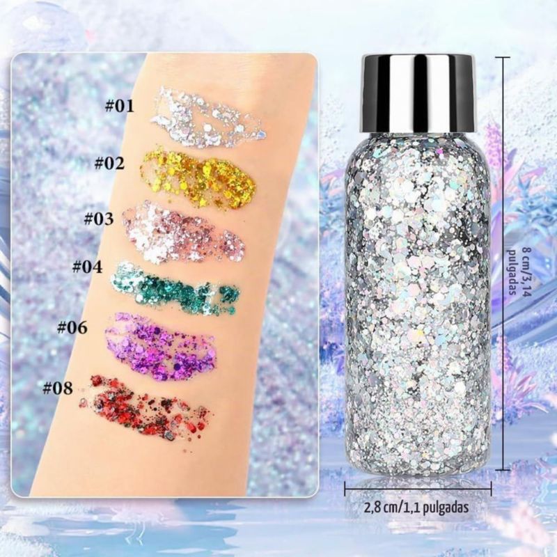 2 Geles Purpurina Brillo Holográfico Autoadhesivo Paquete 7