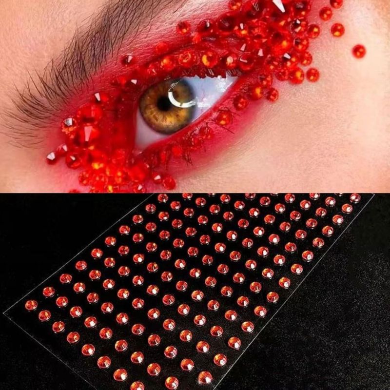 Gemas Faciales Yorqua Rojo Brillantes Pegatinas Cara