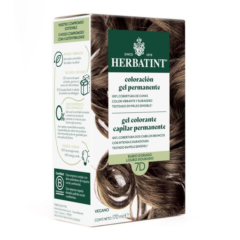 HERBATINT Color Rubio Dorado 7D 170ml Gel Sin Amoníaco