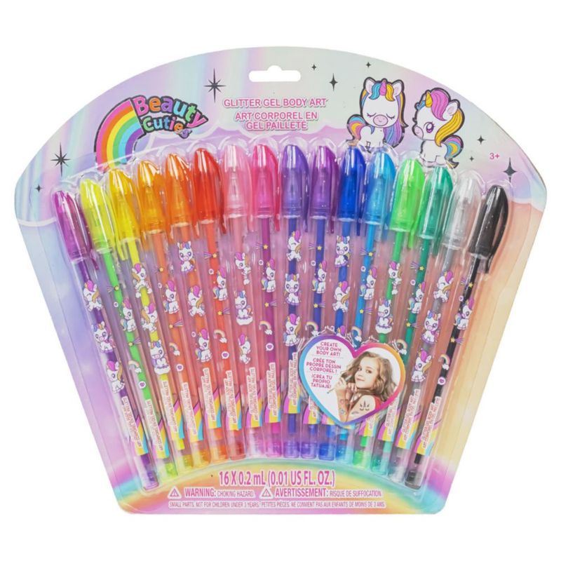 Unicornio Set de 16 Plumas para Arte Corporal con Glitter Townley Girl