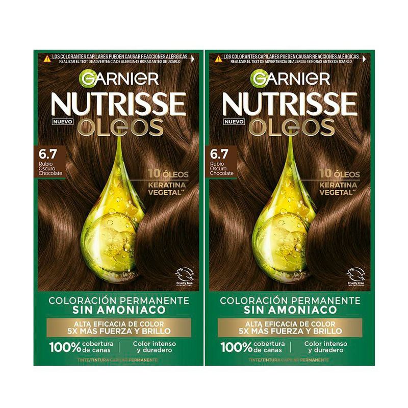 Kit Garnier Nutrisse Oleos Tinte Permanente Rubio Oscuro Chocolate 2