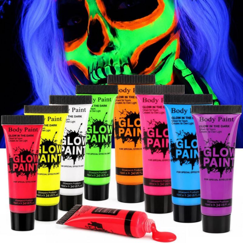 Pintura Cara 8 Colores HNTCSR Neón Brillante UV