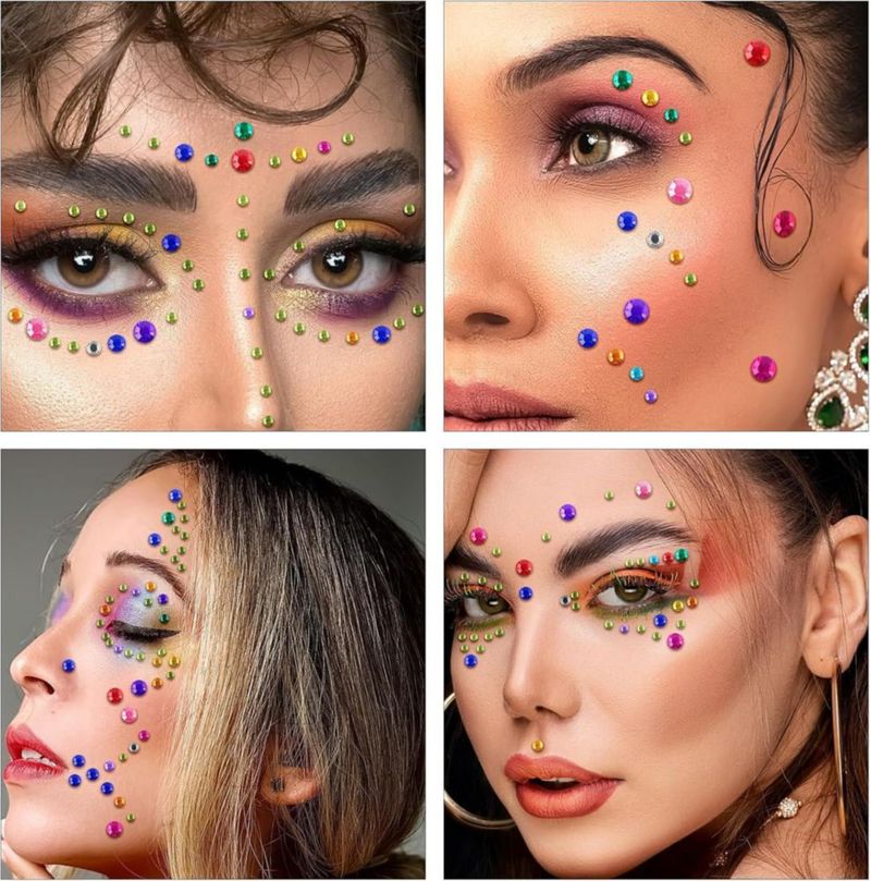Gemas Faciales Yorqua Brillantes Diamantes Multicolor
