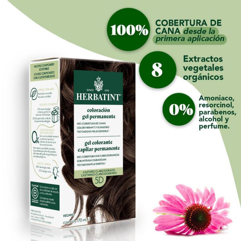 HERBATINT Coloración Permanente Gel Castaño Claro Dorado 5D Sin