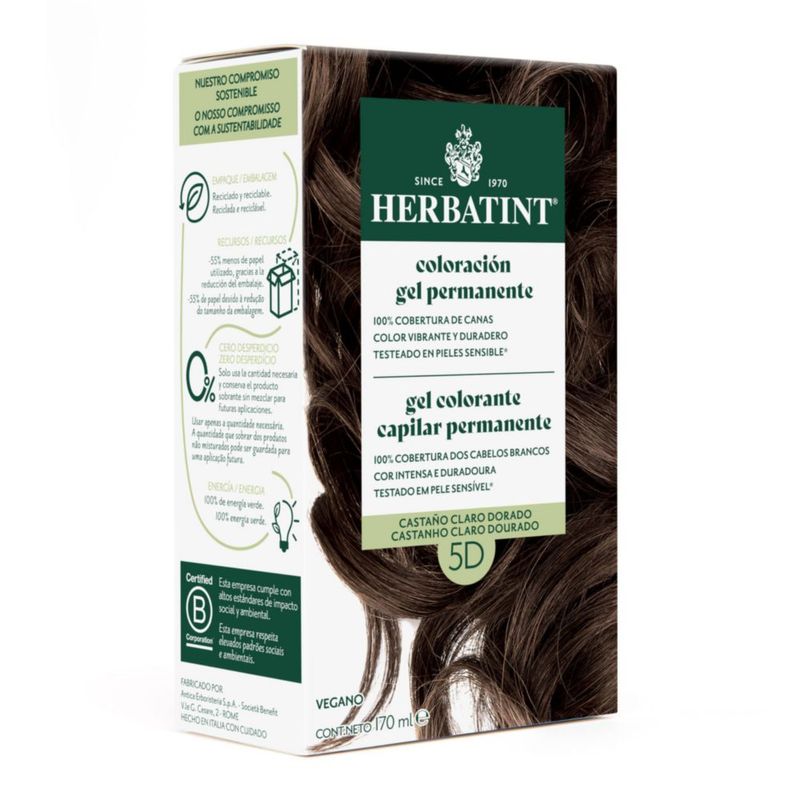 HERBATINT Coloración Permanente Gel Castaño Claro Dorado 5D Sin