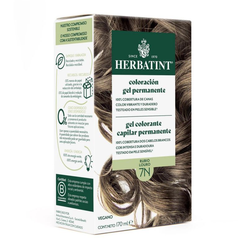 HERBATINT Color RUBIO 7N 100 Cobertura Canas Sin Amoníaco 170 ml