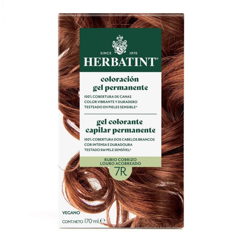 HERBATINT Color RUBIO COBRIZO 7R 170ml Gel Sin Amoníaco 3 Pzas