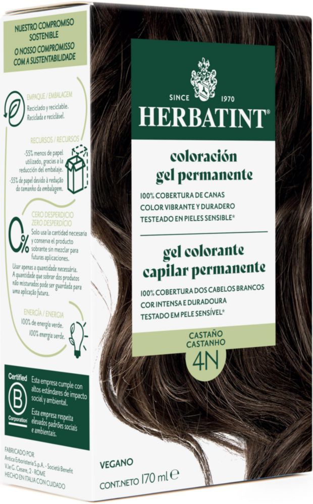 HERBATINT Color CASTAÑO 4N 170ml Gel Natural Sin Amoníaco