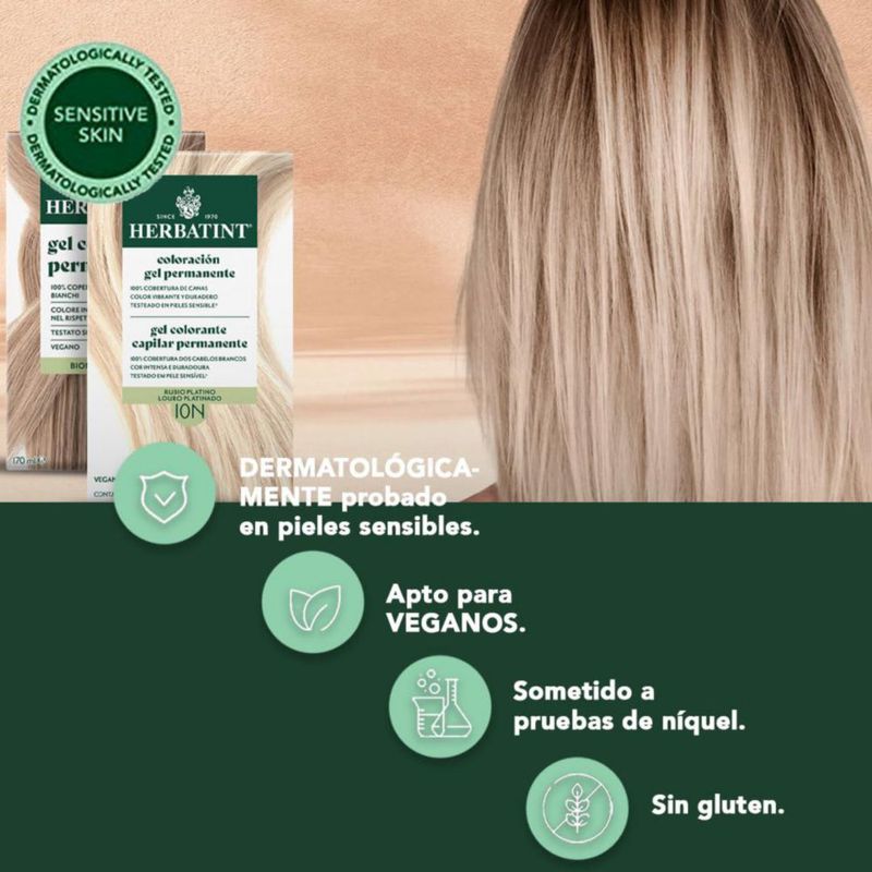 HERBATINT Serie Natural Gel PLATINO 170ml Sin Amoníaco 100 Canas